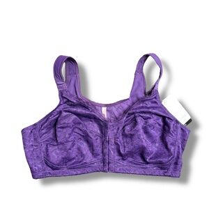 NWT Comfort Choice Posture Support Bra 44DD Front Closure Purple